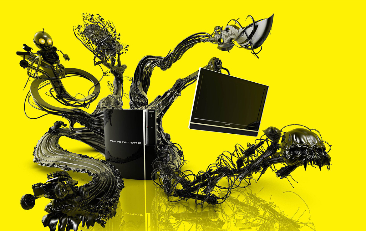 3D Playstation 3 Console Advertising Illustration Thumbnail