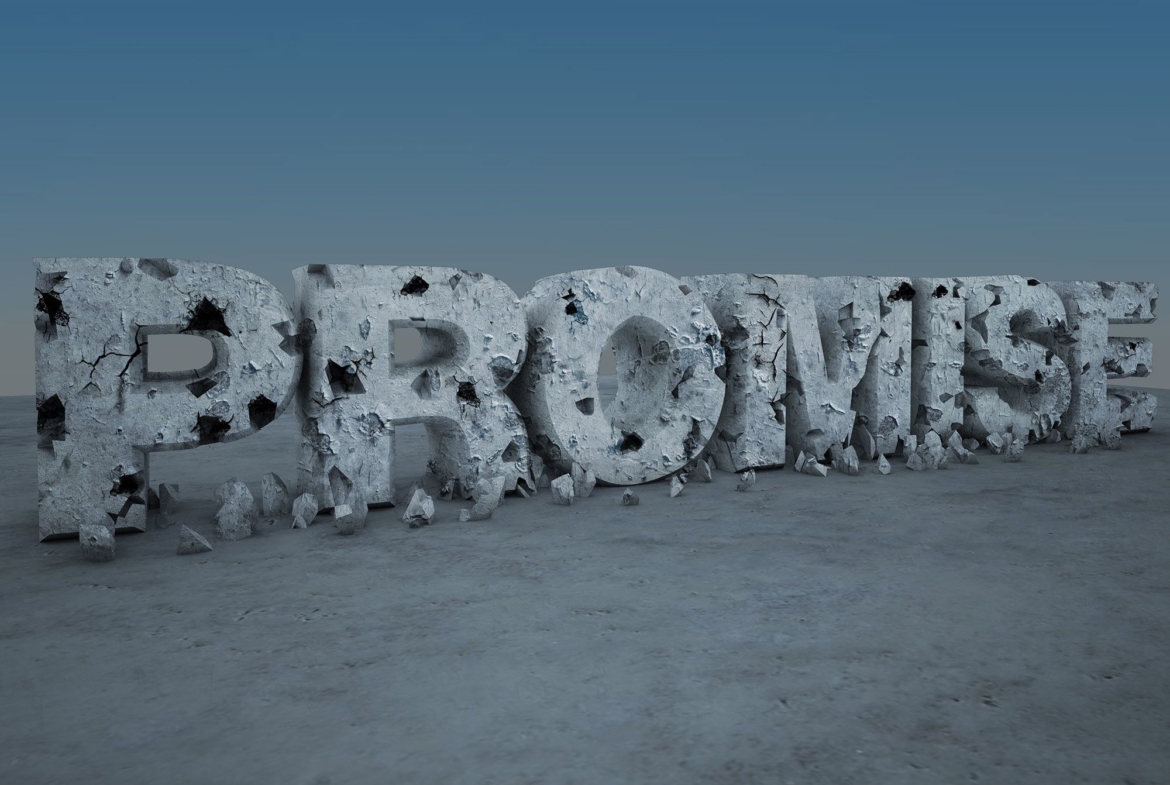 3D Promise Decaying Text Illustration