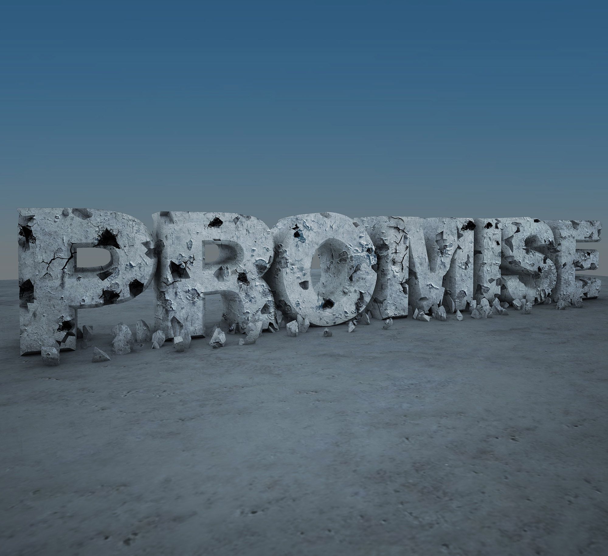 3D Promise Decaying Text Illustration