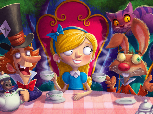 2D Alice in Wonderland Book Cover Illustration | Illustration Agency