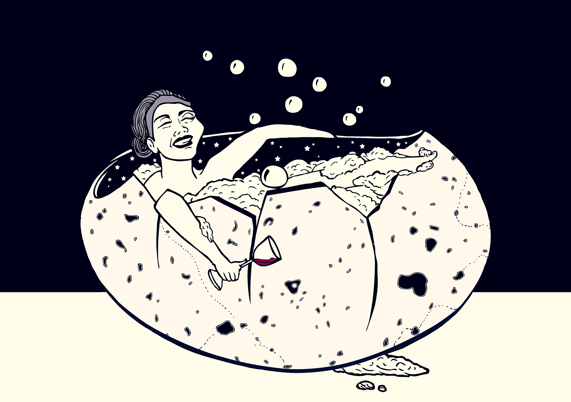 2D Bathtime Bubbles Illustartion