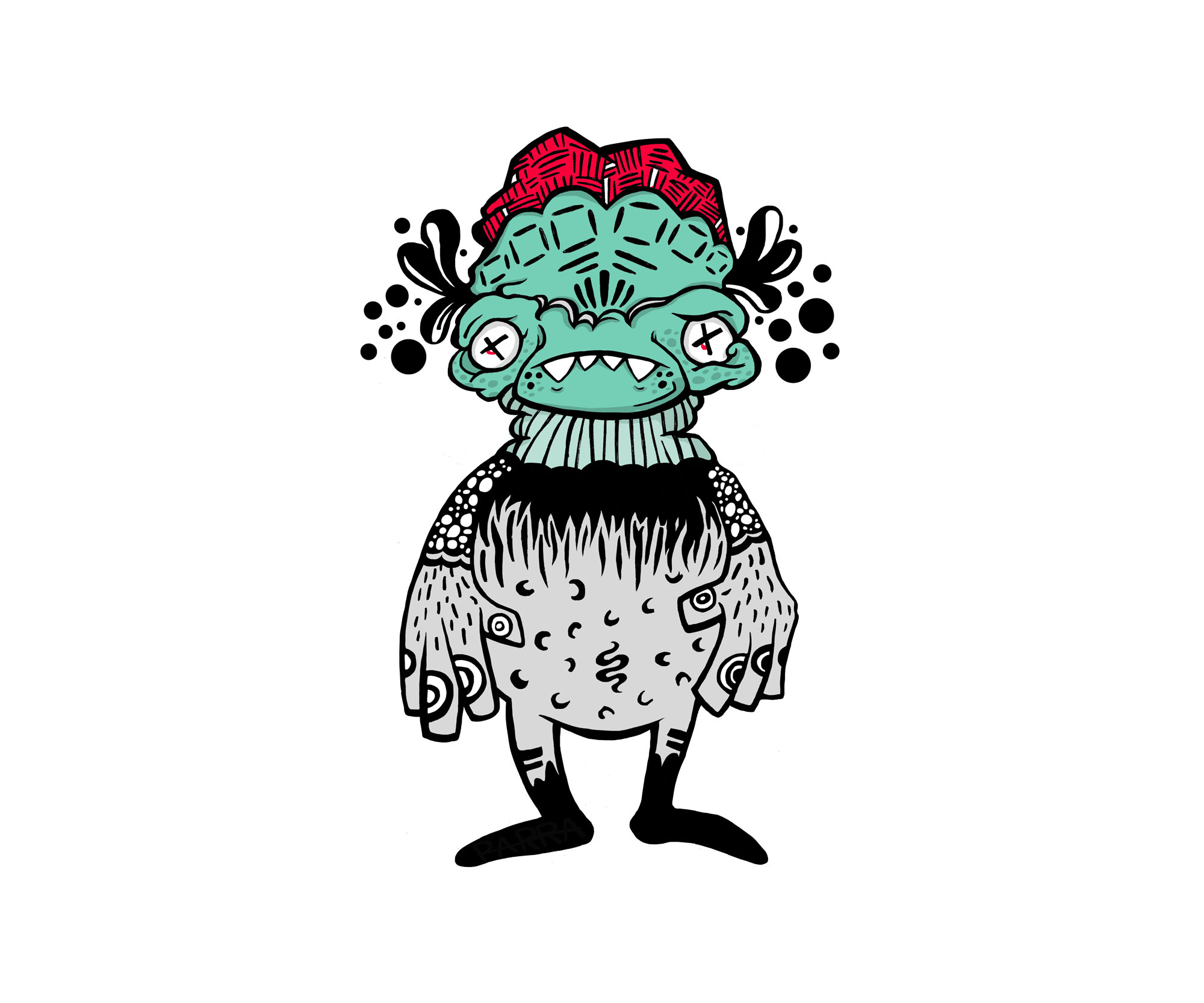 2D Gangster Monster Character Illustration