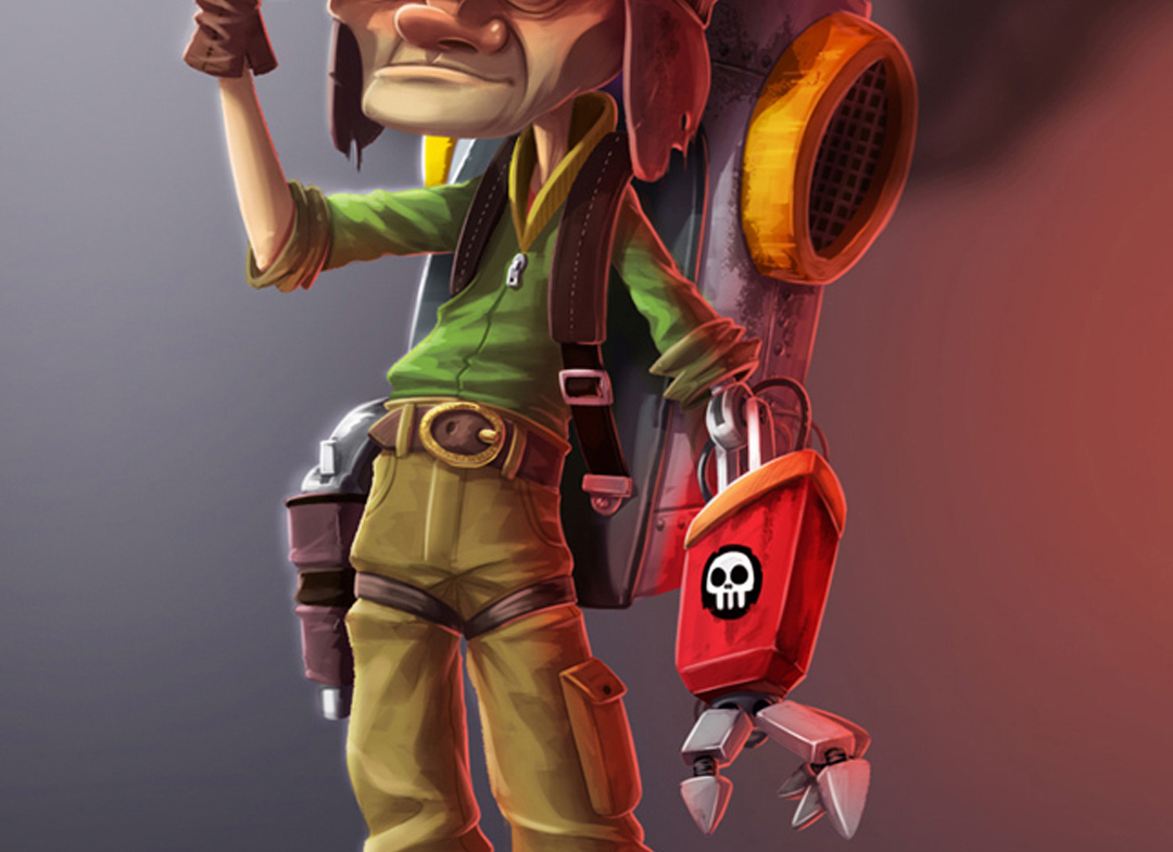 2D Jet Pack Man Character Illustration