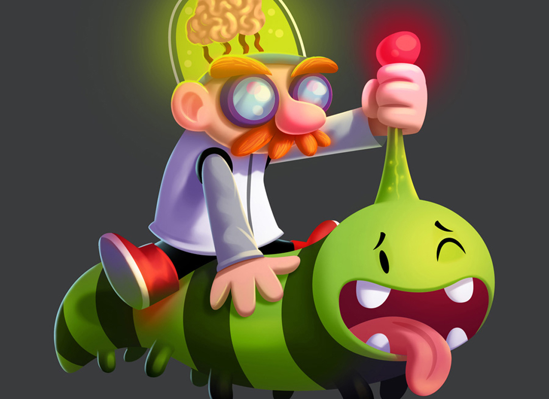 2D Mad Scientist Character Illustration