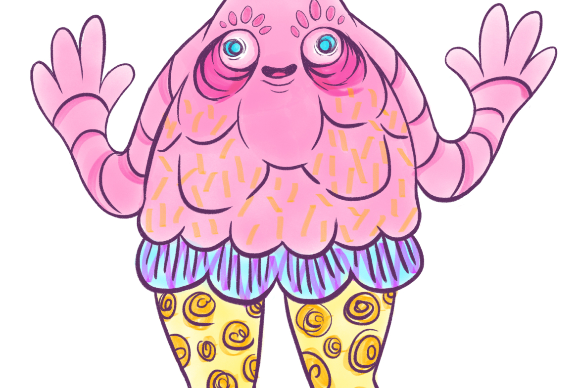 2D Pink Monster Character Illustration