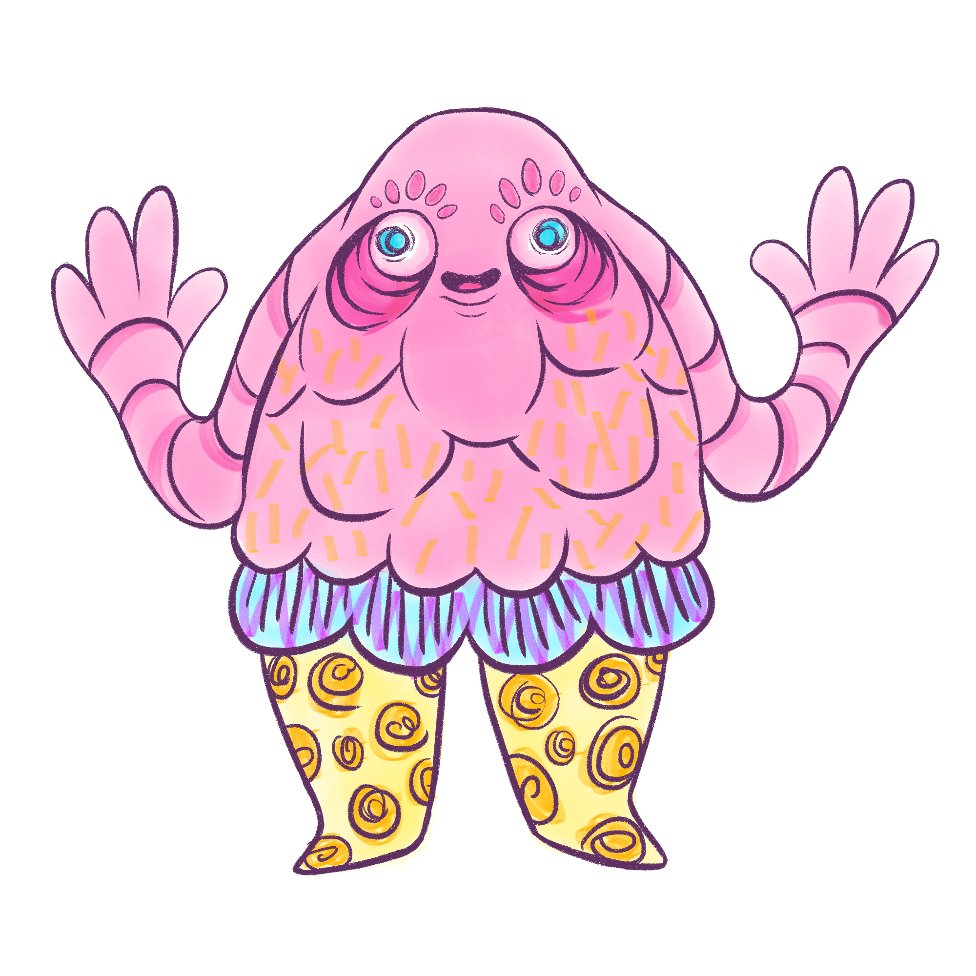 2D Pink Monster Character Illustration