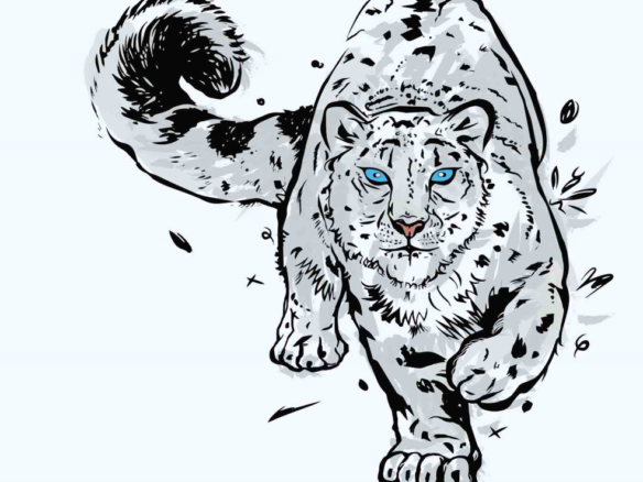 2D Snow Leopard Illustration Image