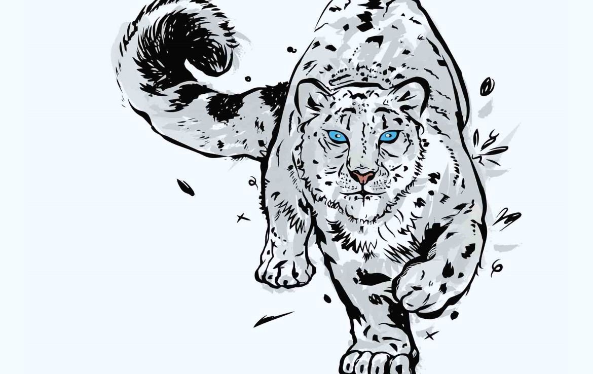 2D Snow Leopard Illustration Image
