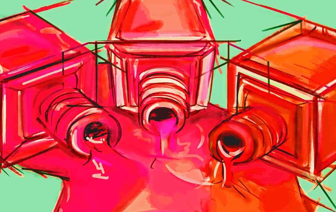 2D Spilt Nail Polish Bottles Illustration Image