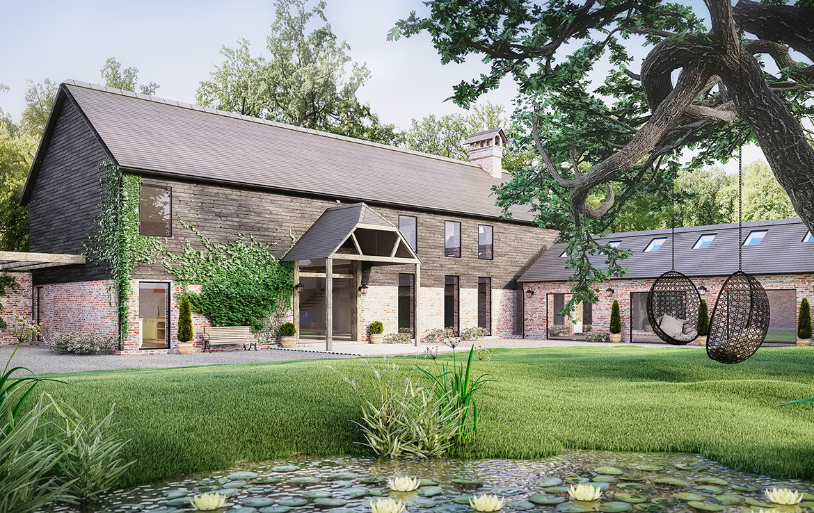 3D Barn House Conversion Exterior Architectural Illustration Thumbnail