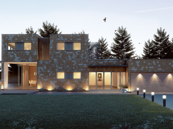 3D Contemporary Cube House Architectural Illustration Thumbnail