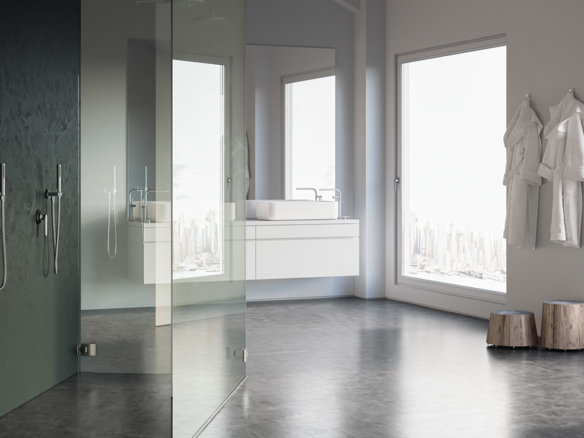 3D Contempory Modern Bathroom Interior Architectural Illustration Thumbnail