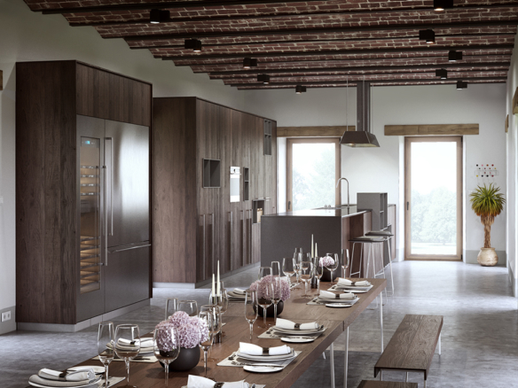 3D Mid Century Dining Room Architectural Illustration Thumbnail