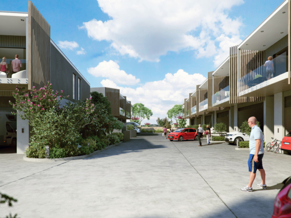 3D Modern Housing Complex Exterior Architectural Illustration Thumbnail