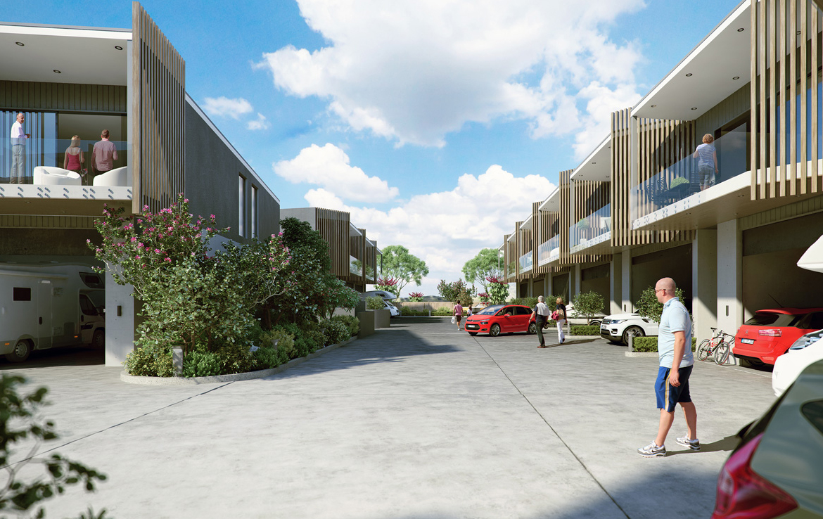 3D Modern Housing Complex Exterior Architectural Illustration Thumbnail