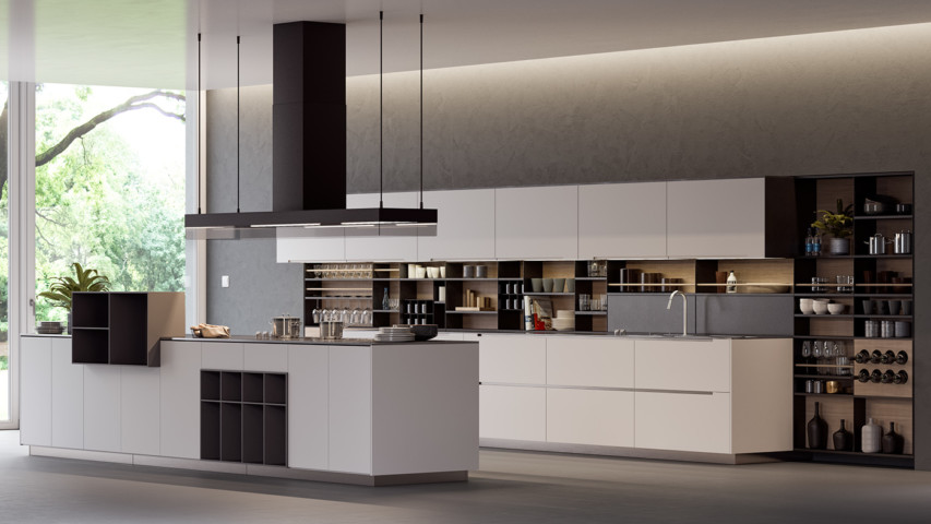 3D Modern Kitchen Interior Architectural Illustration - Illustration ...