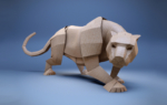 3D Paper Panther Character Illustration Thumbnail