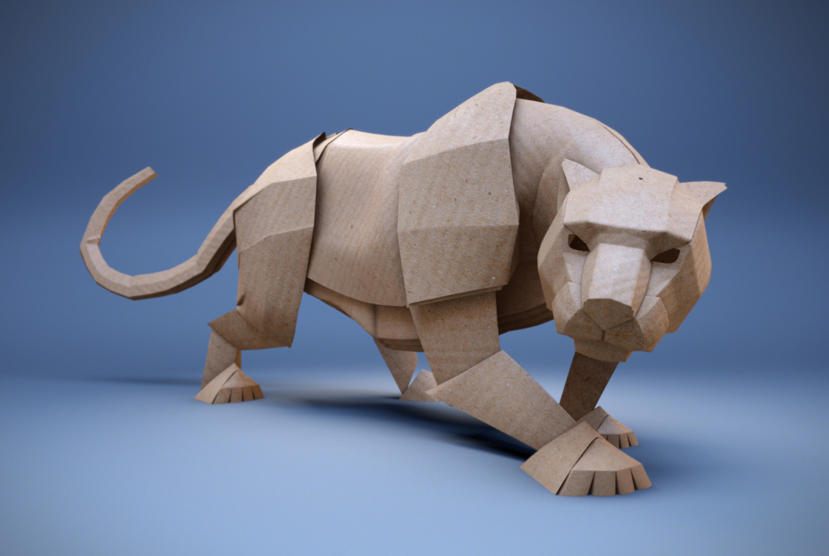 3D Paper Panther Character Illustration