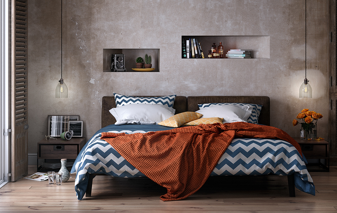 3D Rustic Bedroom Illustration Thumbnail