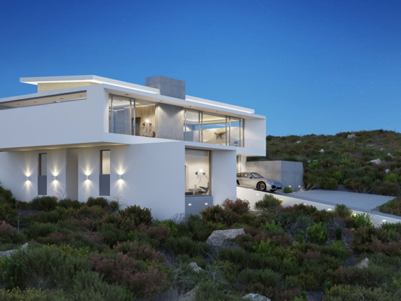 3D Ultra Modern Detached House Architectural Illustration Thumbnail