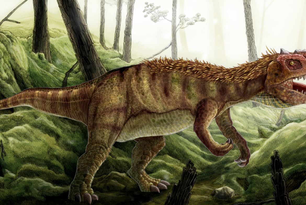 2D Allosaurus Roaring Dinosaur Creature Illustration
