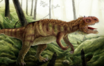 2D Allosaurus Roaring Dinosaur Creature Illustration Thumbnail