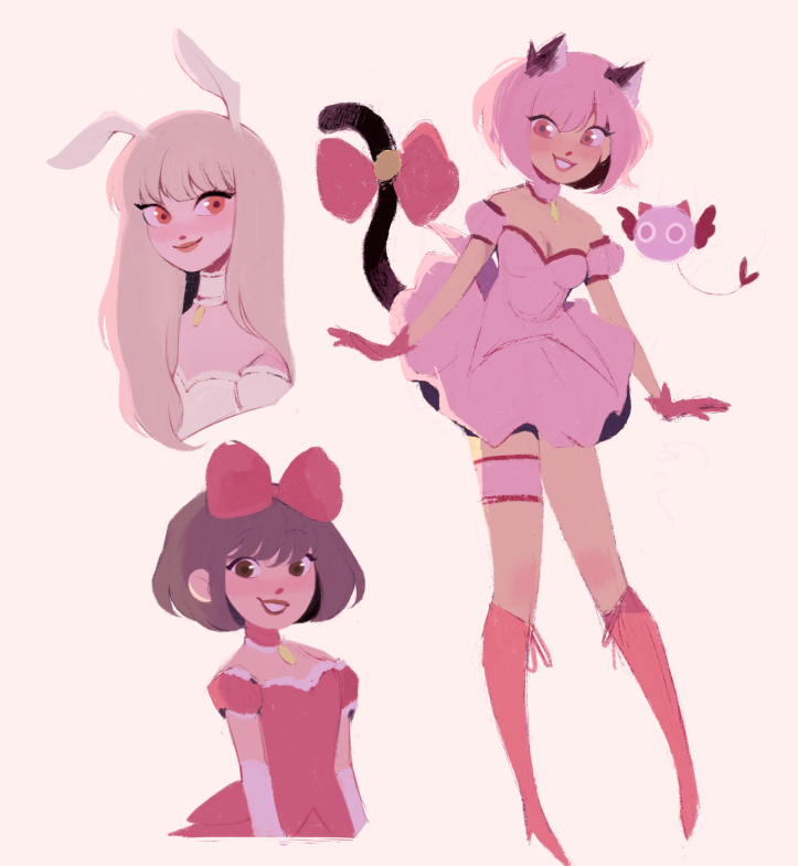 2D Animal Caberet Girls Character Illustration