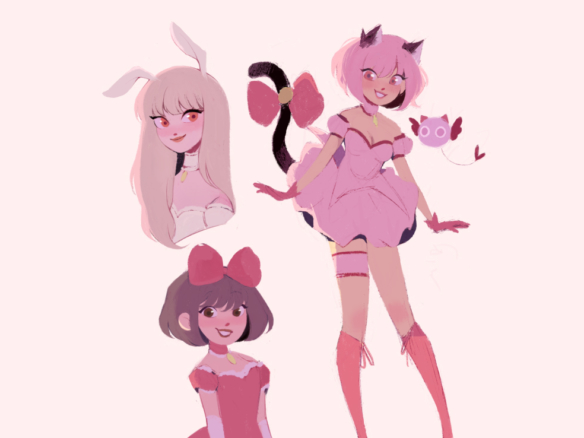 2D Animal Caberet Girls Character Illustration Thumbnail
