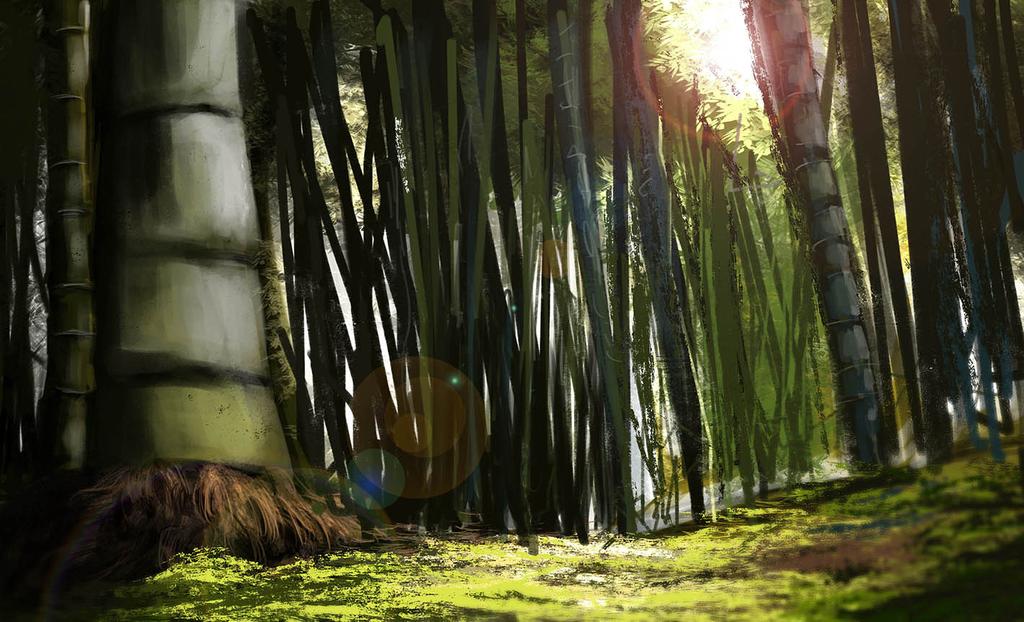 2D Bamboo Forest Environment Illustration