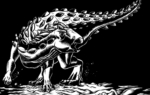 2D Black and White Ankilosaurus Dinosaur Illustration Thumbnail