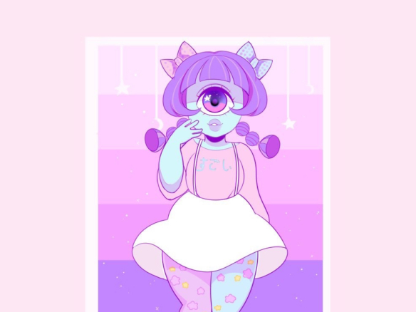 2D Blue Cute Cyclopes Character Illustration Thumbnail