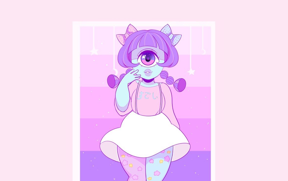 2D Blue Cute Cyclopes Character Illustration Thumbnail