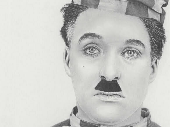 2D Charlie Chaplin Realistic Pencil Character Illustration Thumbnail