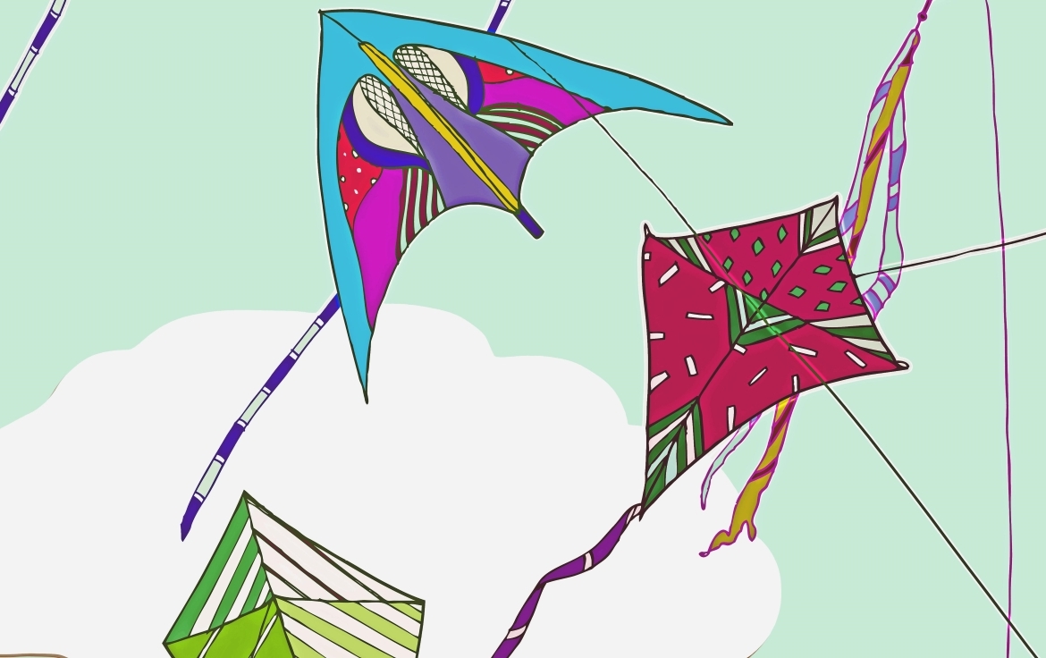 2D Flying Kite Collection Illustration Image