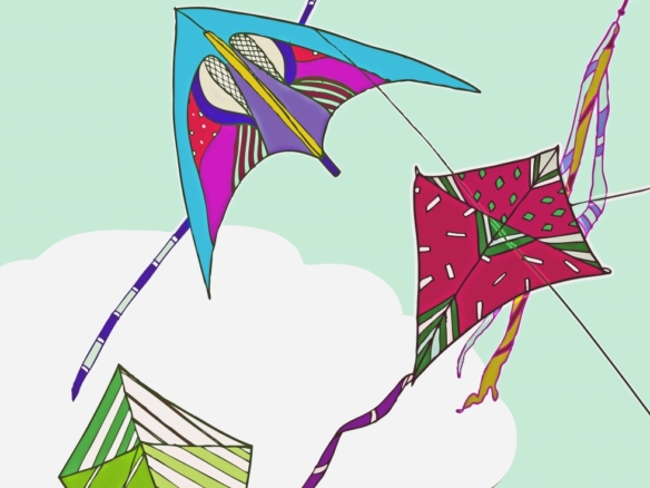 2D Flying Kite Collection Illustration Image