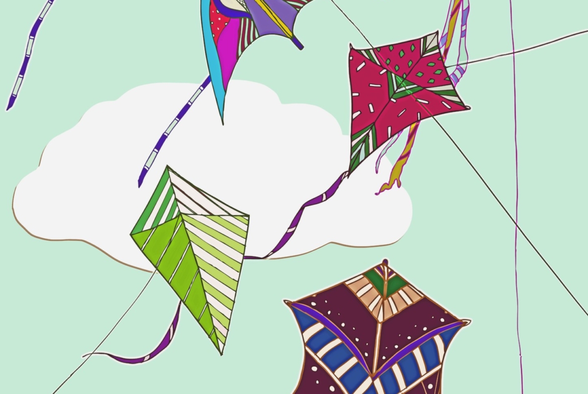 2D Flying Kite Collection Illustration