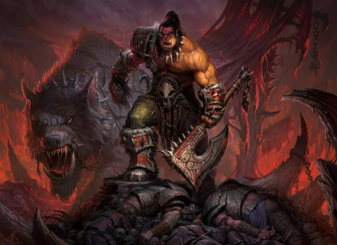 2D Fantasy Orc Warrior Character Illustration