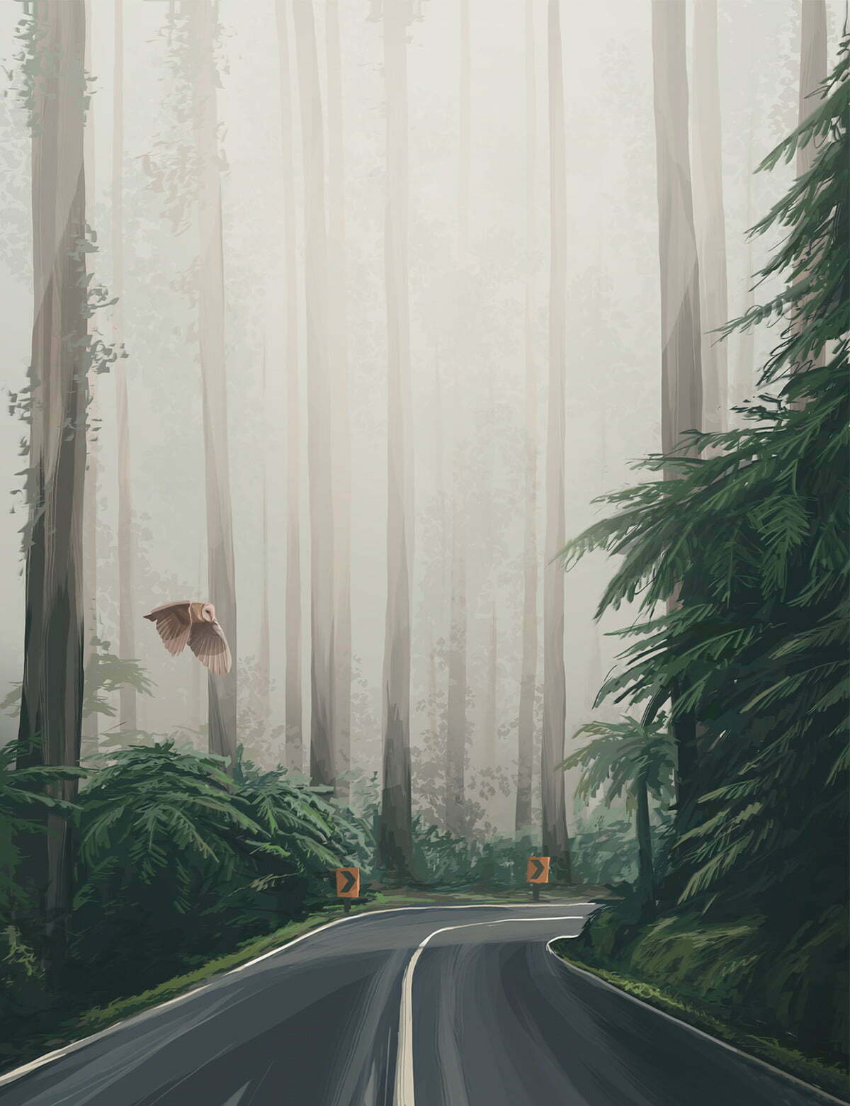 2D Forrest Road Environment Illustration