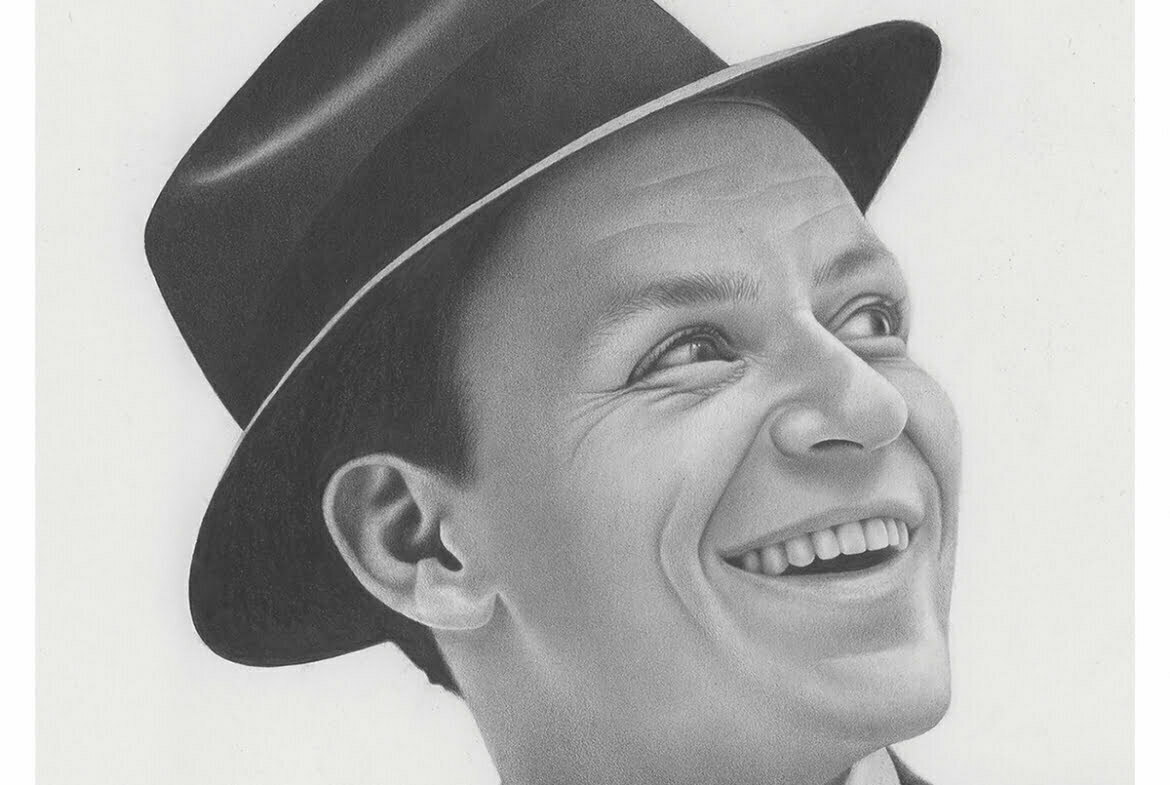 2D Frank Sinatra Realistic Pencil Character Illustration