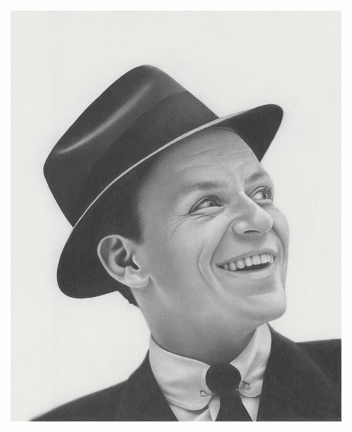 2D Frank Sinatra Realistic Pencil Character Illustration