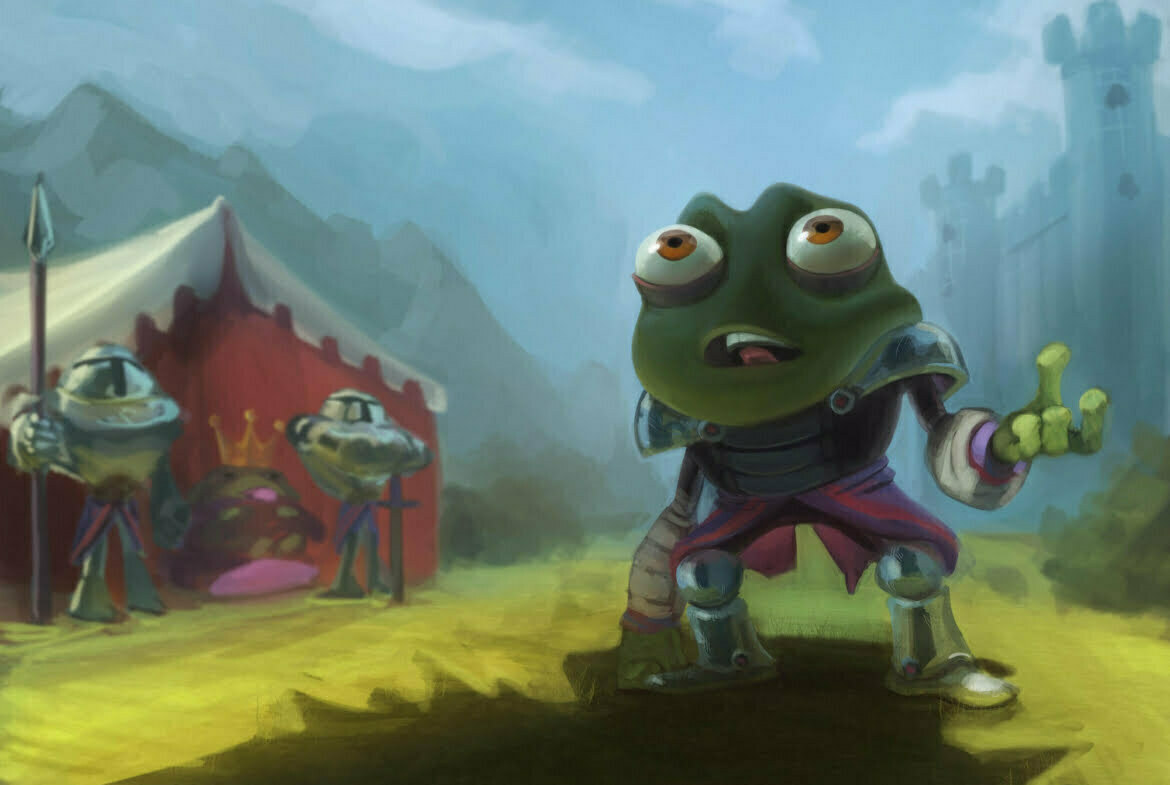 2D Frog Warrior Cartoon Illustration