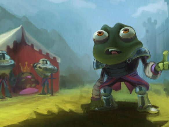 2D Frog Warrior Cartoon Illustration Thumbnail