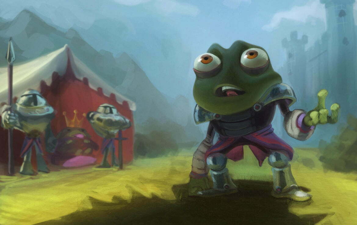 2D Frog Warrior Cartoon Illustration Thumbnail