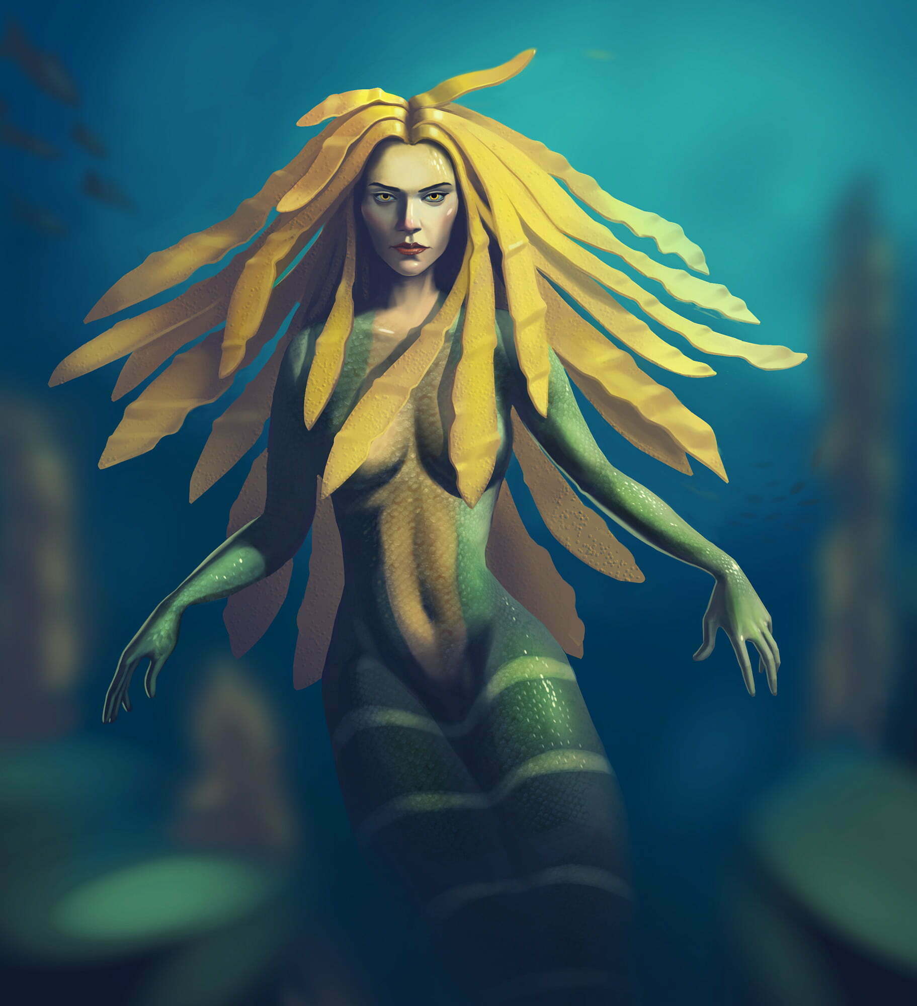 2D Mermaid Fantasy Character Illustration