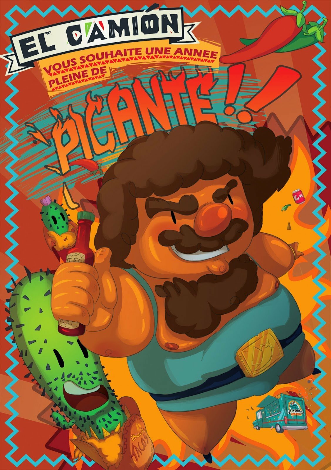 2D Mexican Food Cartoon Advertisement Illustration