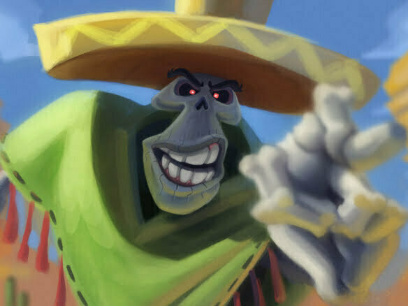 2D Mexican Skeleton Bandit Character Illustration Thumbnail