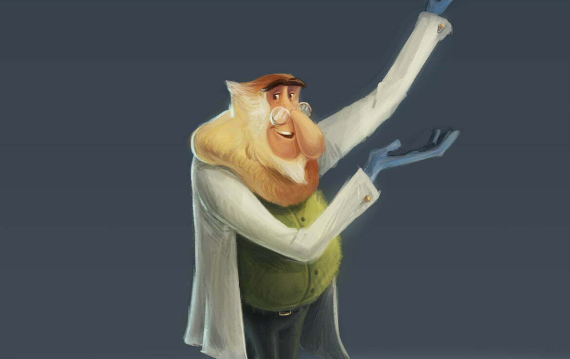 2D Monkey Scientist Character Illustration Thumbnail