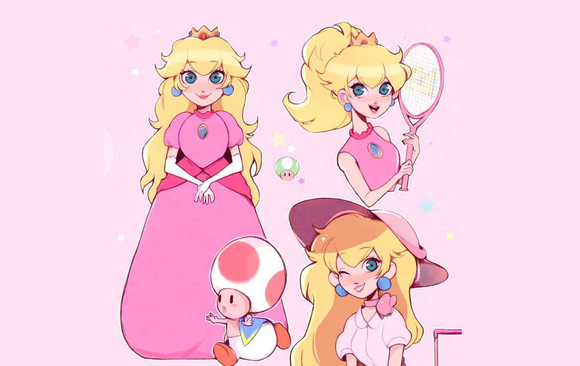 2D Princess Peach Video Game Character Illustration - Illustration ...