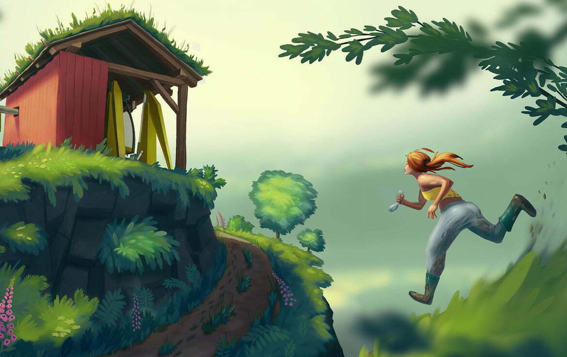 2D Running Home Cartoon Illustration Thumbnail