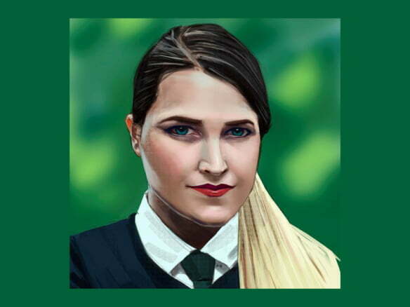 2D Smiling School Girl Portrait Illustration Thumbnail